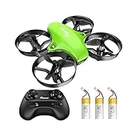 potensic mini drone a20 pour enfant hélicoptère avec 3 batteries, télécommandé 3 vitesses réglables, maintien de l'altitude, un bouton de décollage/atterrissage jouet cadeau pour débutants vert