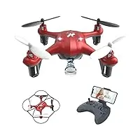 atoyx at-96 drone avec caméra hd fpv drone enfant wifi hélicoptère télécommande avec mode sans tête, maintien d'altitude, 360°flips, mini cadeau et jouet pour enfant ou débutant - rouge