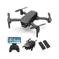 drone avec caméra 4k hd caméra drone fpv vidéo en direct et gps quadricoptère rc compact À retour automatique pour débutants et professionnels, long vol 12 minutes, deux batteries (noir)