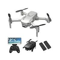 drone avec caméra 4k hd caméra drone fpv vidéo en direct et gps quadricoptère rc compact À retour automatique pour débutants et professionnels, vol long 12 minutes, deux batteries (blanc)