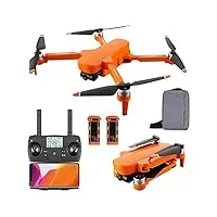 drone gps avec caméra hd 6k pour adultes, drones quadrirotor À moteur sans balai, avec 60 minutes de temps de vol, transmission fpv 5 ghz, cardan auto-stabilisant À 2 axes (2 piles) (orange)
