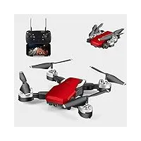 drone gps pliable rc quadcopter maintien d'altitude sans tête rtf 360 degrés fpv vidéo wifi 1080p hd caméra 6 axes gyro 4ch 2.4ghz télécommande (couleur : rouge) (rouge)