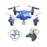 atoyx at-96 drone avec caméra hd fpv drone enfant wifi hélicoptère télécommande avec mode sans tête, maintien d'altitude, 360°flips, mini cadeau et jouet pour enfant ou débutant - bleu