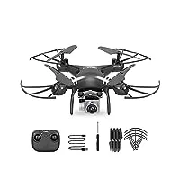 hj14w drone avec caméra hd, drone caméra temps de vol de 17 minutes, 360°flips, mode sans tête, maintien de l'altitude pour débutants & enfants (noir)